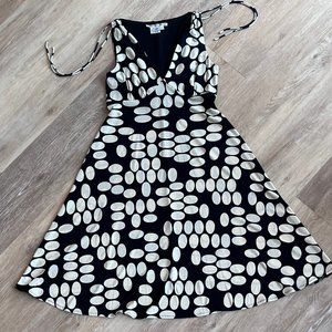 Maggy London Black & Beige Polka Dot Fit & Flare Dress
